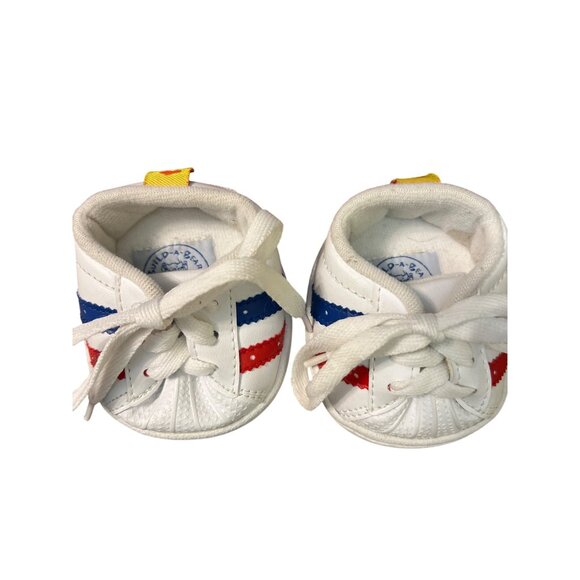 Build-A-Bear Workshop White Sneakers Red Blue Stripes Lace up Replacement - Picture 4 of 6